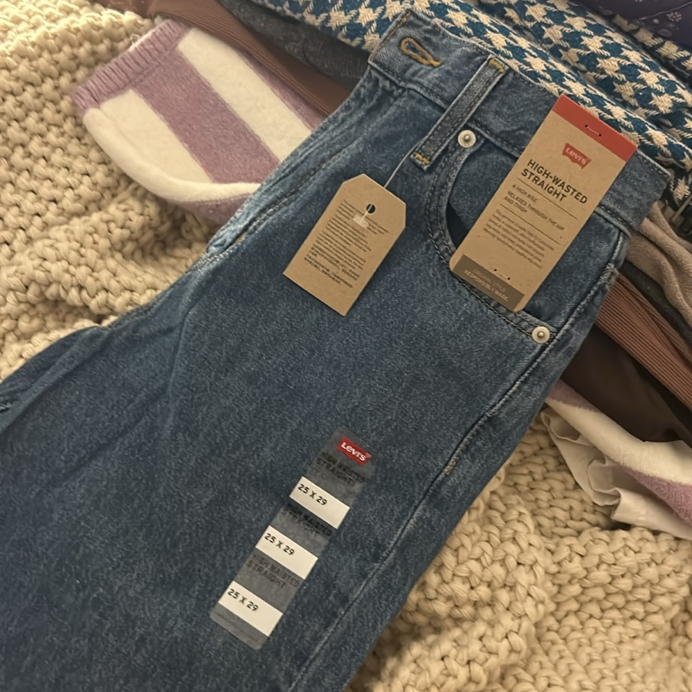 NWT Levi’s High-Waisted Straight Leg Dark Washed Denim Jeans